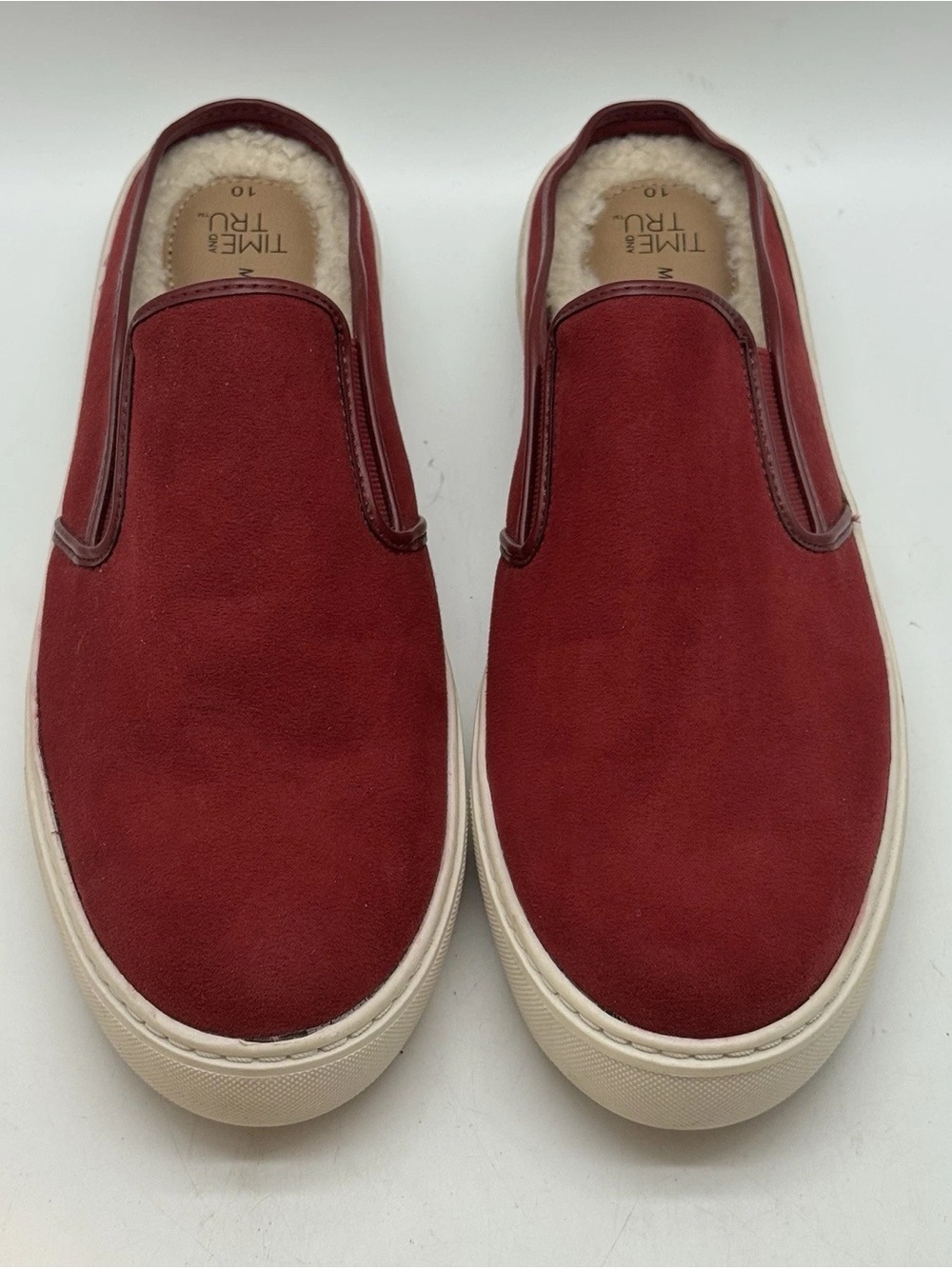 Time and Tru Men's Slip-On Suede Sneakers in Burgundy